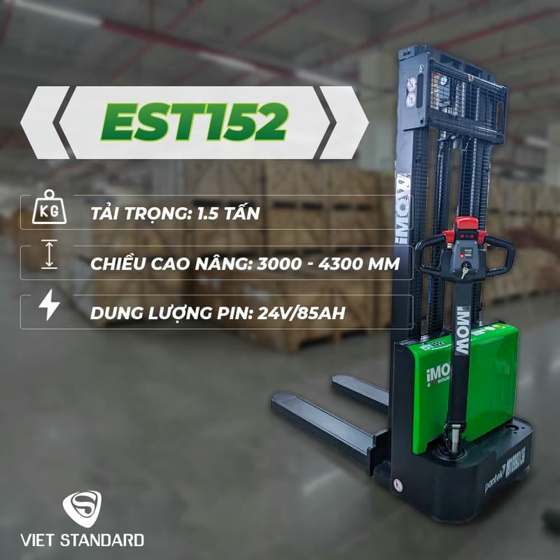 Xe Nâng điện đứng Lái Stacker 1.5 Tấn