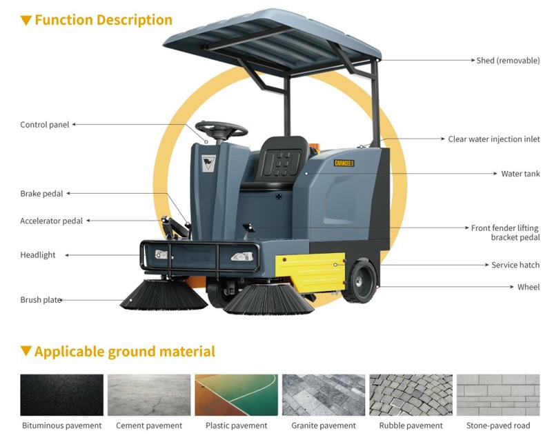Xe Điện Quét Rác U135p 7500 M2giờ Nguồn 48v83ah